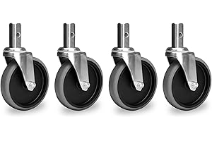 Set 4 ruedas Stagecaptain 125 mm sin freno, carga 100 kg, banda rodadura 26 mm goma dura, giratorias. Ruedas resistentes para actualizar. Incluye 4 piezas.