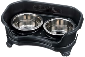 Neater Feeder Neater Pet Brands Express Elevated - Ciotole per cani con supporto, ciotole per cibo e acqua in acciaio inox, set di ciotole rialzate per cani di piccola taglia, nero notte