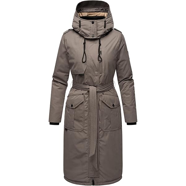 Navahoo Lange winterjas voor dames (XS-3XL) - afneembare capuchon, waterafstotend, parka, tailleband binnenin, warme jas voor dames - N039, XS