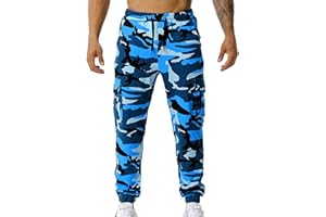 IQYU Pantaloni da uomo mimetici da trekking, pantaloni cargo per attività all'aria aperta, pantaloni estivi, traspiranti, pantaloni da allenamento, pantaloni dritti, pantaloni cargo