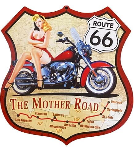 Targa Metallica Nostalgic-Art Route 66 Freedom – 30x40 Cm – Made In Germany Per Amanti Moto E USA