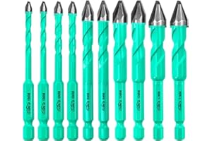 LEKOMESH Mèches Foret Carrelage Carbure - 10 pièces 5mm*2+6mm*2+8mm*2+10mm*2+12mm*2 Foret Carrelage, Meche Verre pour Bois Plastique Maçonnerie Céramique Béton Marbre, Tige Hexagonale