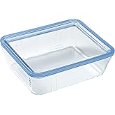 Pyrex Pure Glass Airtight Glass Container, 2.6 L | Transparent, rectangular format, lid with 4 locks, suitable for microwave,