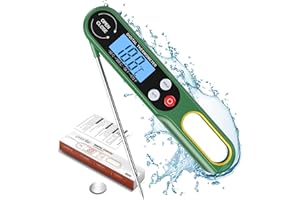PAONIES Digital Meat Thermometers for Air Fryers Cooking, Food Thermometer Instant Read BBQ Cooking Thermometer with Foldable Long Probe and Backlight Screen Magnetic Back for Kitchen,Milk(Battery Included)
