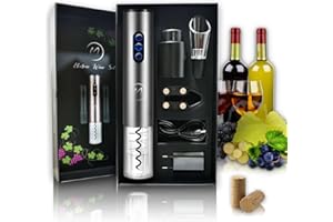 MBC STORE Elektrischer Flaschenöffner-Set, professioneller Korkenzieher aus Edelstahl, wiederaufladbar, USB Cutter, Flaschenverschluss für Weinflaschen, Tropfschutz, Wein-Set für Sommelier, Geschenkidee für