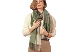 Baynetin Bufanda De Lana para Mujer,Manta De Abrigo Suave, Chal De Tartán De Pashmina, con Borla, Gruesa, Cálida, Suave, Grande, para Otoño e Invierno