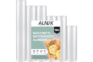 ALNJK Sacchetti Sottovuoto Alimenti, 6 Rotoli 15|20|25|28x300cm Buste Sottovuoto