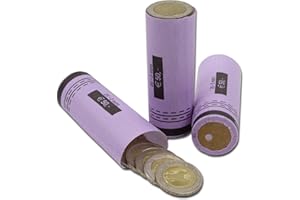 EFFEKTIVO Tubi per monete Euro in carta, Involucri per monete, per monete da 2 euro, Pacchetti portamonete confezione da 80 pezzi