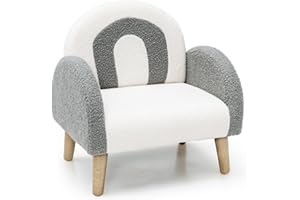 COSTWAY Fotel dziecięcy dla małych dzieci, sofa dziecięca tapicerowana z oparciem, krzesło dziecięce do pokoju dziecięcego, pokoju zabaw i przedszkola, 51 x 42 x 51 cm (kolor szary)