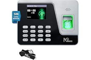 NGTeco Reloj de fichar，Máquina de Control de Asistencia para pequeñas Empresas,Reloj de Huella Digital，Sin cuota mensual para la versión Inglesa de Attendance (AS10) (Gris (inglés))
