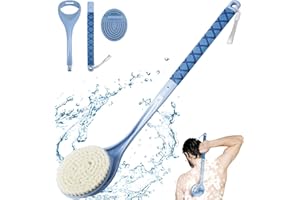 BTIDEAS Back Scrubber Anti Slip for Shower, Detachable Back Bath Brush for Shower, Back Scrubber, Exfoliation and Improved Skin Health for Elderly with Limited Arm Movement, Disabled (Blue)