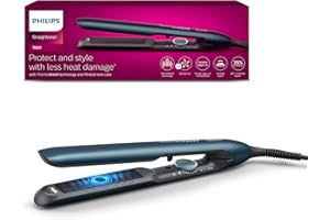 Philips 7000 Series - Lisseur, technologie ThermoShield, ionique, plaques avec revêtement céramique infusé à l'huile d'argan, bleu canard métallisé, modèle BHS732/00