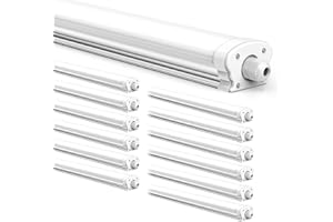 JESLED - Pack de 12 Luminaires LED Étanches 120cm IP65-30W, 5200 Lumens, 4000K Blanc Neutre - Connectables - Idéal pour Salle de Bain, Cave et Zones Humides