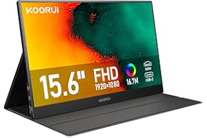 KOORUI Monitor Portátil, 15,6 Pulgadas Pantalla Portatil IPS FHD HDMI/Type-C/USB-C, Eye Care Monitor para PC, Laptop, Xbox,Mac, PS 3/4/5-E1511A