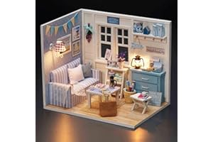 HAOKAINI Diy Miniature Dollhouse Kit Mini 3D Realistica Casa in Legno Room Craft with Furniture Luci Led Doll House Model Kit for Lovers Regalo di Natale