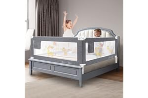 HILEYOLLA Barrera Seguridad Niños Cama 200cm, Barandilla Cama Niño con de Elevación Vertical Barrera Cama Anticaída (1 Lado)