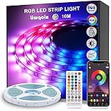 Striscia LED 10 Metri, Bluetooth RGB Smart 10M con Telecomando, App Controllato, Cambia Colore con la Musica, Luci Colorate p