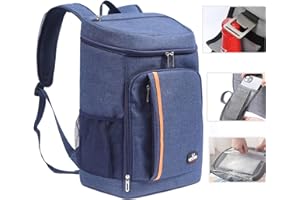 QINGLOU 25L Cool Bag Picnic Backpack, 30 Cans Large Capacity Insulated Backpack Cooler Lightweight Leak Proof Soft Cooler Bag for Men Women to Work, Picnics, Hiking, Camping, Beach
