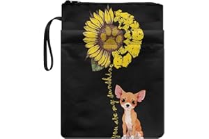 Poceacles Sunflower Chihuahua - Custodia protettiva per libro con copertina rigida in brossura, lavabile, per libro e libro in brossura, colore: nero