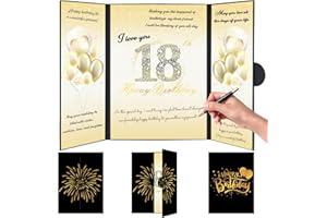 AIOSUY Feliz 18 Cumpleaños Libro de Visitas Oro Negro, Regalo de Cumpleaños 18 Años, El Libro de Visitas de Mis 18 Años, Regalos de Cumpleaños 18 Años para Mujeres Hombres