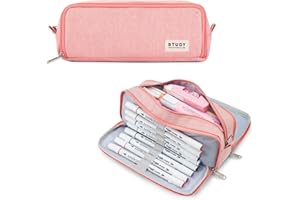 KALIDI Federmäppchen 3 Fach, Mäppchen Mädchen Teenager Schulsachen Stifte Etui Schule Damen Federtaschen Federmappe Große Kapazität Schlamppermäppchen Pencil case Stiftetasche für Kind, Rosa