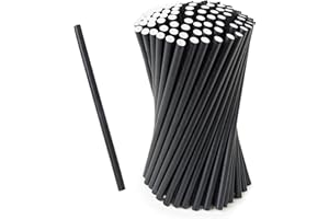 Love Nature Paille Carton 100 Pieces - Paille Bubble Tea - Pailles Jetables Noir solide de fête pour cocktails