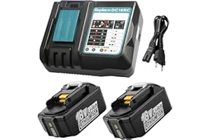 Energup 18V 5.5Ah Batería de Repuesto para Makita Batería 18V con Cargador BL1860 BL1850 BL1850B BL1840 BL1830B BL1820 BL1815