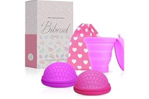 Bibrad Disco Mestruale - 2 Taglie S e L - Coppetta Sterilizzante e Borsa per il trasporto - Dischi sostenibili e riutilizzabili in silicone medico al 100% - Senza BPA - Massima protezione e capacità