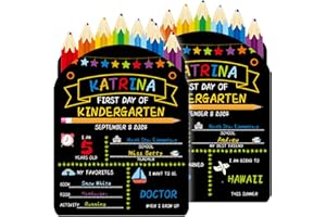 AUOQZ First Day of School Board Sign, Pencil Shape Reusable My First and Last Day at School Chalkboard Gifts Double-Sided Back to Kindergarten Blackboard Supplies (11.81 x 7.87 Inches)