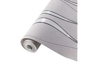 Pamatio Tapeten Vliestapete 3D Effekt Für Schlafzimmer Wohnzimmer 9,5 M X 0,53 M Wanddekoration Tapete Gewellten Streifen Moderne Wallpaper Grau