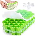 SUPRO Silicone Ice Cube Tray, 37 Honeycomb Cavities, Hexagonal Ice Mould for Whiskey, Cocktails, Drinks (Pack of 1, with Lid)
