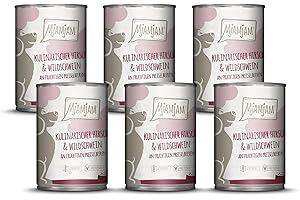 MjAMjAM - premium wet food for dogs - culinary deer & wild boar with cranberries, pack of 6 (6 x 400 g), grain-free with extra meat
