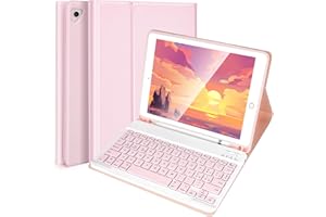 ANICEMOON Lively Life Custodia con Tastiera per iPad 9.7 per iPad 6a Gene 2018 iPad 5a Gene 2017 iPad Pro 9.7 iPad Air 2 Air 1 con Bluetooth 9.7 Tastiera Rimovibile Wireless Cover per iPad - Rosa