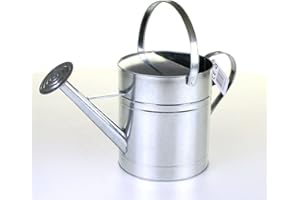 Marko Gardening Metal Galvanised Steel Watering Can 9 Litre Garden Water Plants Green Cream Rose (Galvinised (Silver))