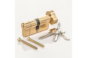TSS Brass High Security TS007 1* Thumbturn Euro Cylinder, British Standard, Insurance Approved Supplied with 3 Keys Door Locks. Key & Turn Brass (45mm Internal x 35mm External (80mm Total))
