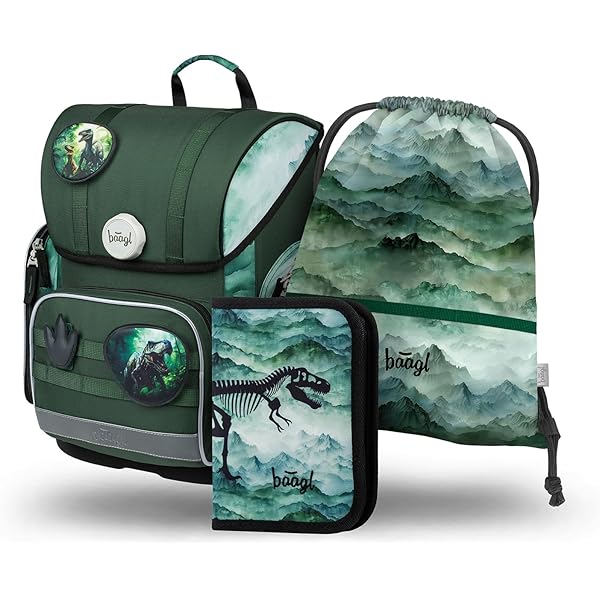 MUWO Kinderschooltassenset, 5-delig, ergonomische lichte schoolrugzak met sporttas, gymtas, etui, slechts 920 gram, Ruimte-design, Eén Maat