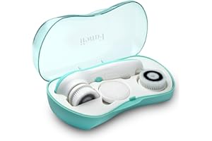‎FANCII Fancii Gesichtsreinigungsbürste wasserdicht Gesichtsbürste mit 3 exfoliating Bürstenaufsätze - komplettes Gesichts Spa System für sanfte Exfoliation und Tiefenreinigung (Aquamarin)