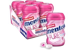 ‎MENTOS Mentos Kaugummi Pure Fresh Bubble Cool, 6 Boxen zuckerfreie Chewing Gum Dragees mit Frucht-Geschmack & flüssiger Füllung, Multipack (6 x 35 Stück)