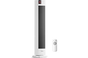 Midea NTH20-22GR(WH) Heizlüfter Elektroheizung Keramik 2000W mit Thermostat & Fernbedienung, 76 cm, 3 Modi 24h-Timer, Überhitzungs- & Kippschutz, Sofortwärme für Büro Schlafzimmer
