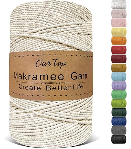 LEDENT Hilo De Macramé (3 Mm, 120 M, Multicolor Arcoíris) – Cuerda Retorcida De Algodón 100 % Reciclado Para Manualidades – Hilo Grueso De Macramé Para Proyectos Creativos