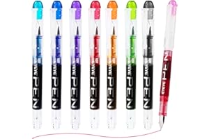 EYEYE Disposable Fountain Pens, 8 Pack Multicolor Fine Point Fountain Pens for Writing, Stainless Steel Nib, Smooth Writing for Calligraphy, Journaling, Drafting, Sketching, Doodling & Gifts