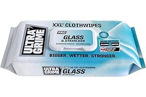 UltraGrime PRO Glass & Stainless Shiny Surface Large Cleaning Cloths - Bulk Pack 50 Wipes