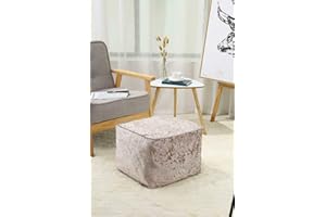 Artistic Fashionista* New Modern Crushed Velvet Soft Touch Bean Bag Square Cube Footstool Rest Seat Pouffe Ottoman Indoor Beanbag 40x40x30cm (Mink)
