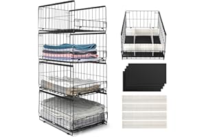 Wuciray Pack of 4 Wardrobe Storage Organiser Clothes Organiser For Wardrobe Clothes Deep Drawer Storage Boxes For Wardrobe Stackable Closet Storage Cubes With Dividers