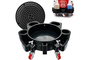 E-GREETSHOPPING Car Wash Bucket, 5 Gallon Rolling Dolly Cleaning Buckets with Grit Guard, Professional Car Cleaning Kit Service Carts with 360 Degree Wheels, Bucket for Car Care Detailing, Cleaning