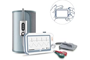 Wellue Monitor Cardiaco All-in-One, Monitor Portatile per ECG e Pressione Sanguigna, Registrazione ECG 24 ore, Funziona con APP e PC, Monitoraggio Spo2 10 ore e Funzione Termometro, uso Domestico.