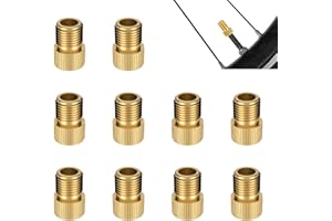 KMUQSHY 10 Piezas Adaptador Válvula Presta Schrader de Latón, Conversor Válvula Bicicleta, Convertidor de Válvula de Neumático, Accesorio Universal para Convertir Válvula Presta a Schrader, para Bomba Aire