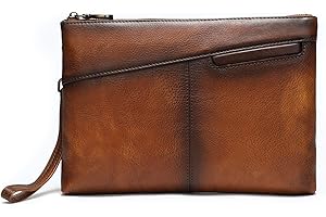 NIUCUNZH Genuine Leather Mens Clutch Bag Man Purse Handbag 12 inches Large Hand Bag Big Clutch Wallet