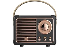 CAULIKINE Retro Lautsprecher Boxn Bluetooth mit USB/TF Karte/AUX Tragbarer Lautsprecher Retro Design Geeignet für Schreibtisch Deko für Kinder Geschenke für Geburtstagsgeschenk für Frauen und Männer(Schwarz）
