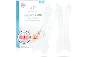 ‎HEALTH PRESS Health Press Nasenpflaster – 50 Transparente Nasenstrips – Anti Schnarch Pflaster für einfacheres Atmen bei Schlaf & Sport – Schlafnasenstreifen für bessere Atmung – Schnarchstopper – Nasal Strips